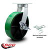 Service Caster 10 Inch Heavy Duty Green Poly on Cast Iron Caster with Brake and Swivel Lock SCC SCC-KP92S1030-PUR-GB-SLB-BSL